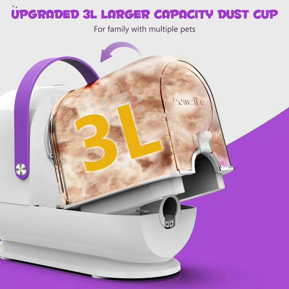 Dog Grooming Kit,3L Dog Hair Vacuum with 99% Pet Hair Suction Power,Silent Pet Vacuum Groomer,Dog/Cat Hair Removal Brush