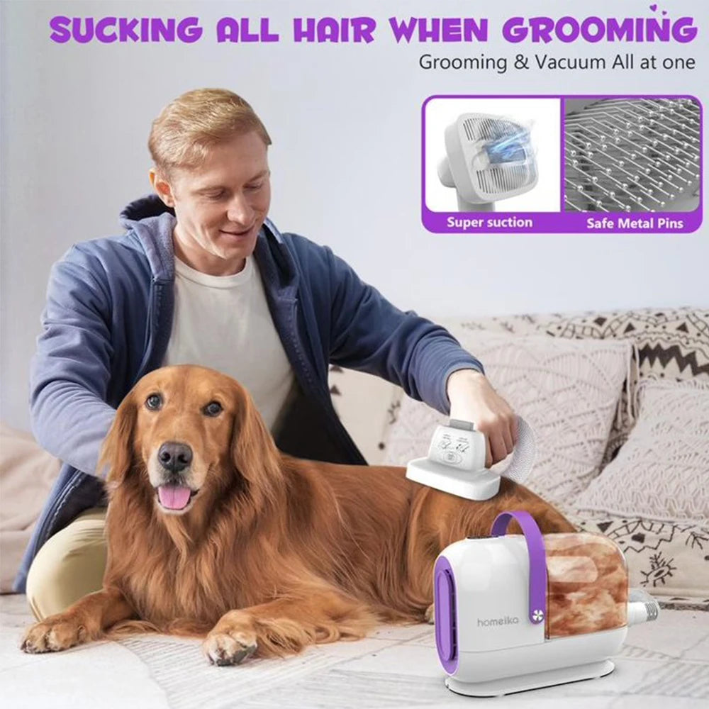 Dog Grooming Kit,3L Dog Hair Vacuum with 99% Pet Hair Suction Power,Silent Pet Vacuum Groomer,Dog/Cat Hair Removal Brush