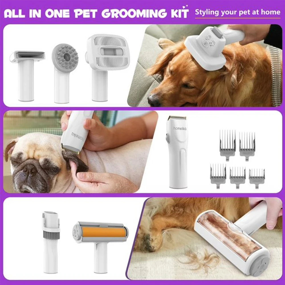 Dog Grooming Kit,3L Dog Hair Vacuum with 99% Pet Hair Suction Power,Silent Pet Vacuum Groomer,Dog/Cat Hair Removal Brush